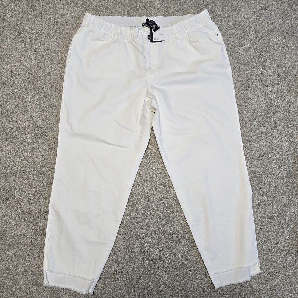 Lafayette 148 Womens Elastic Waist Frayed Hem Cropped Pants Sz 22W NWT Stretch
